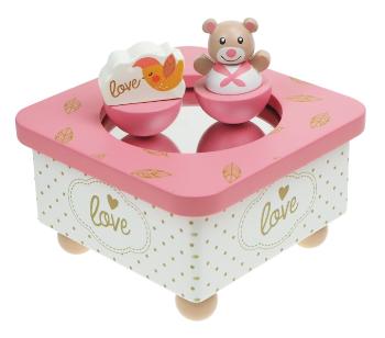 Toodo wooden Musical box Golden Bear pink