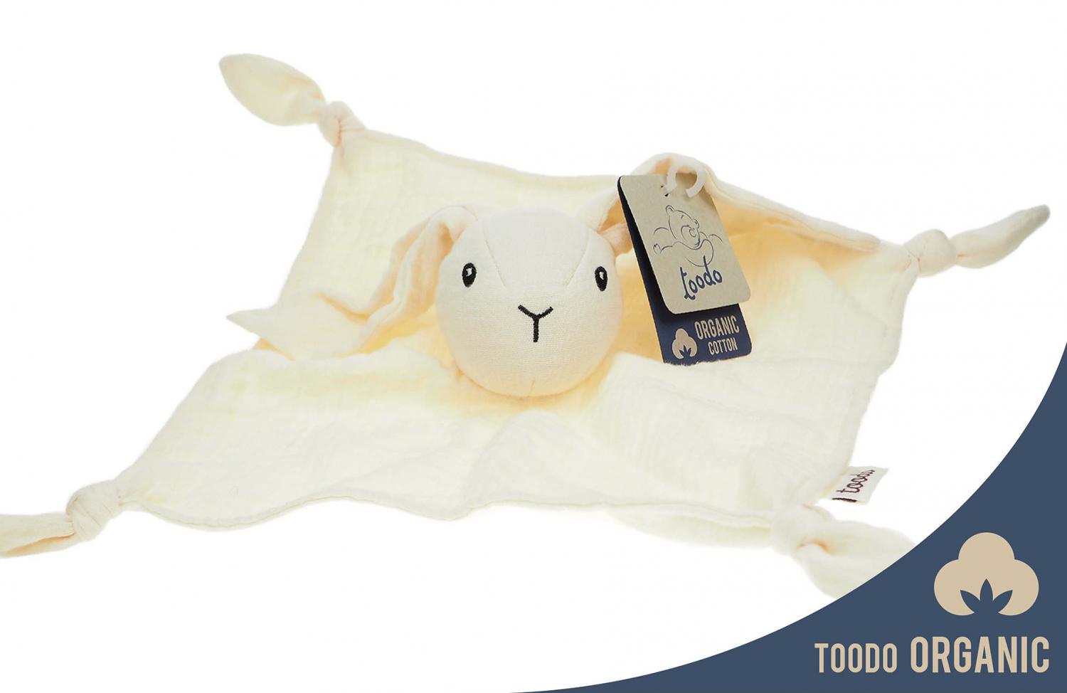 Toodo Organic Cotton Teether, cream rabbit